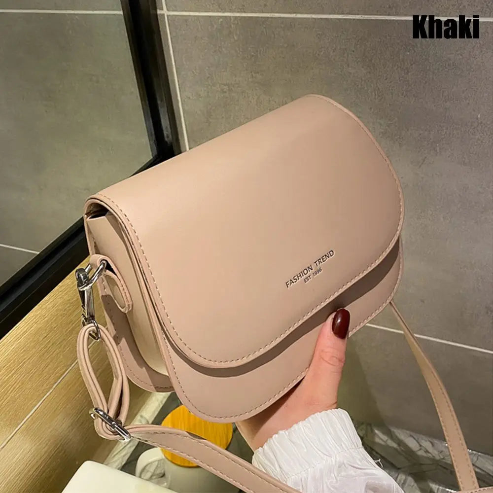 Women's Minimalist Solid Color Saddle Shoulder & Crossbody Flap Bag