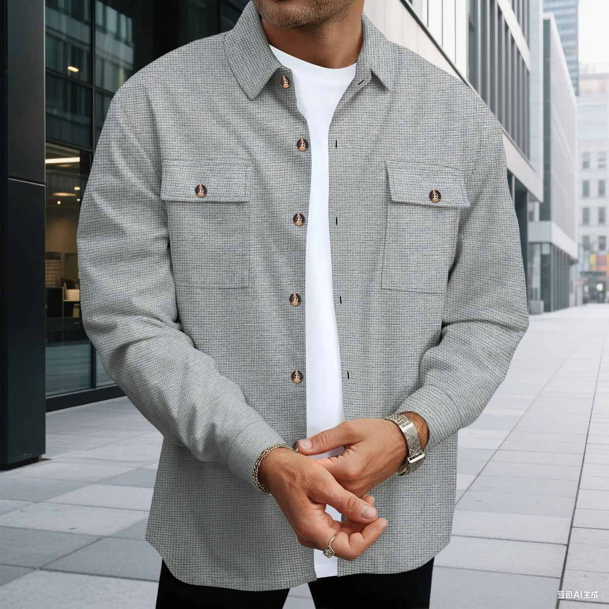 Men's Waffle Check Button Jacket & Pants Set