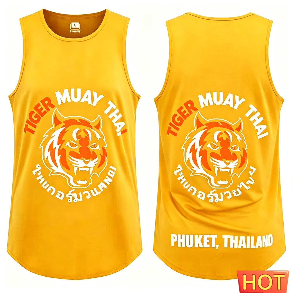 Men’s Muay Thai Tiger Graphic Tank Top – Athletic Athletic Sleeveless Vest