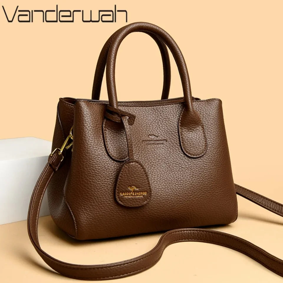 Women's 3-Layer Soft Leather Shoulder & Crossbody Handbag