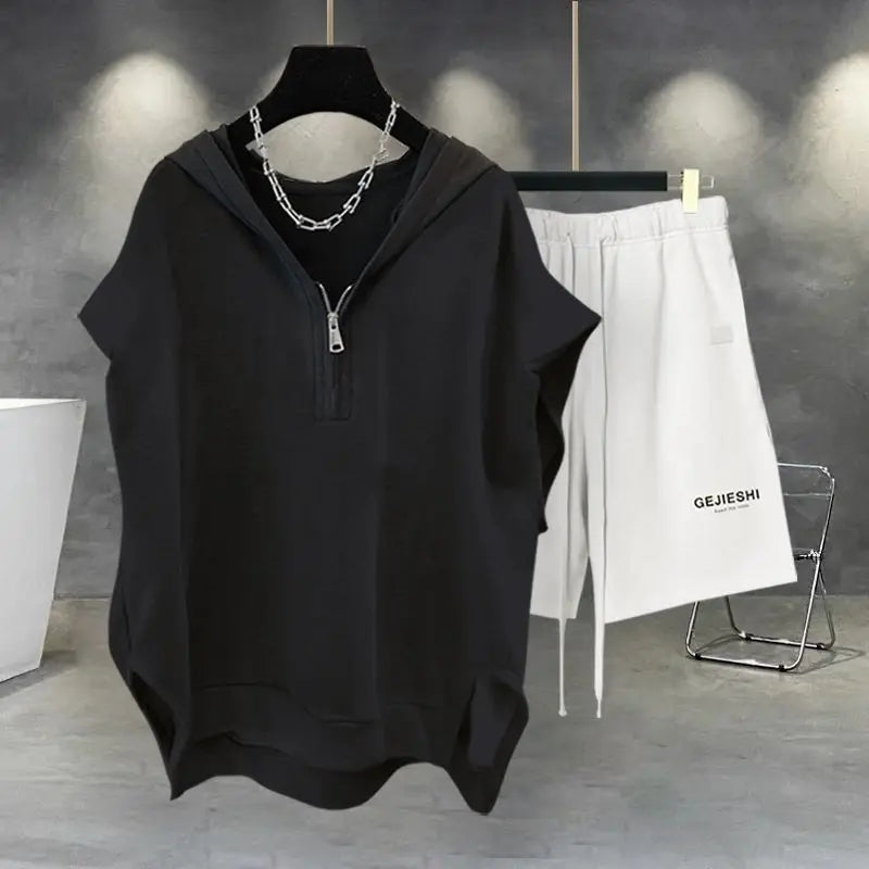 Men's Korean Streetwear Loose Sports Shorts Set
