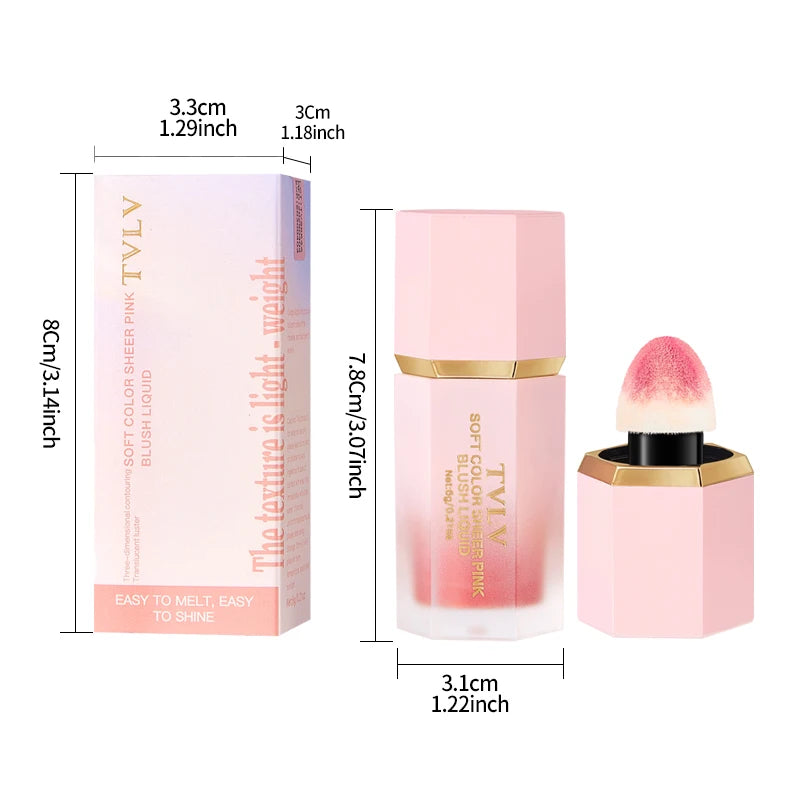 VelvetFlush™ Smooth Liquid Cream Blush – 6 Shades Velvet Matte Pink Blusher