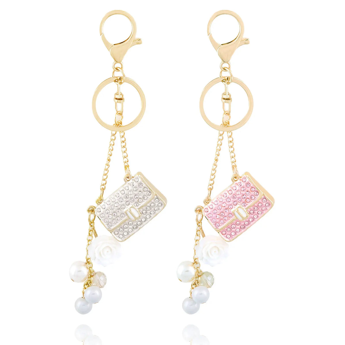 Fashion Crystal Bag-Shape & Flower Rhinestone Keychain & Bag Charm