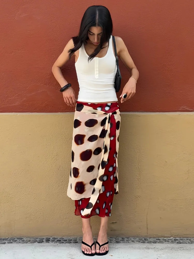 Women's Animal Print V-Neck Ruched Drawstring Slip Maxi Dress