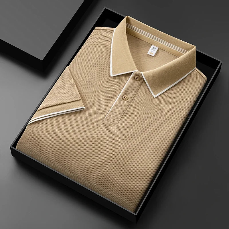 Men’s Business Casual Short-Sleeve Polo Shirt – Breathable Solid Color Top