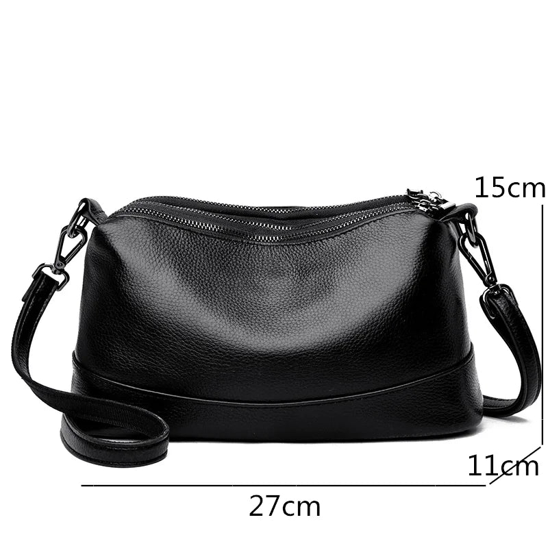 Women's Luxury Genuine Cowhide Leather Messenger & Shoulder Bag