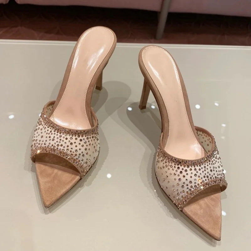 2026 French Style Women's Pointed Open-Toe Stiletto Mules & Summer Outdoor Slides