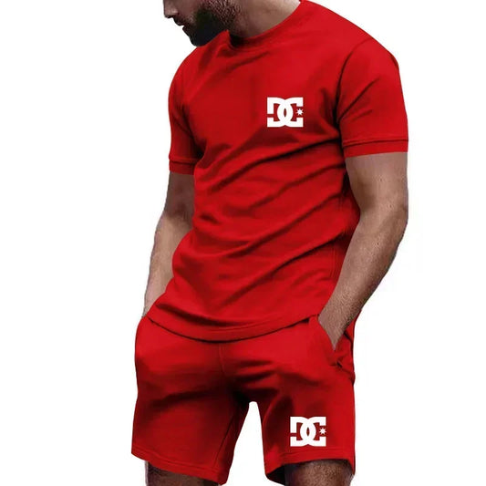 Men's Summer Two-Piece Short-Sleeve T-Shirt & Breathable Shorts Set