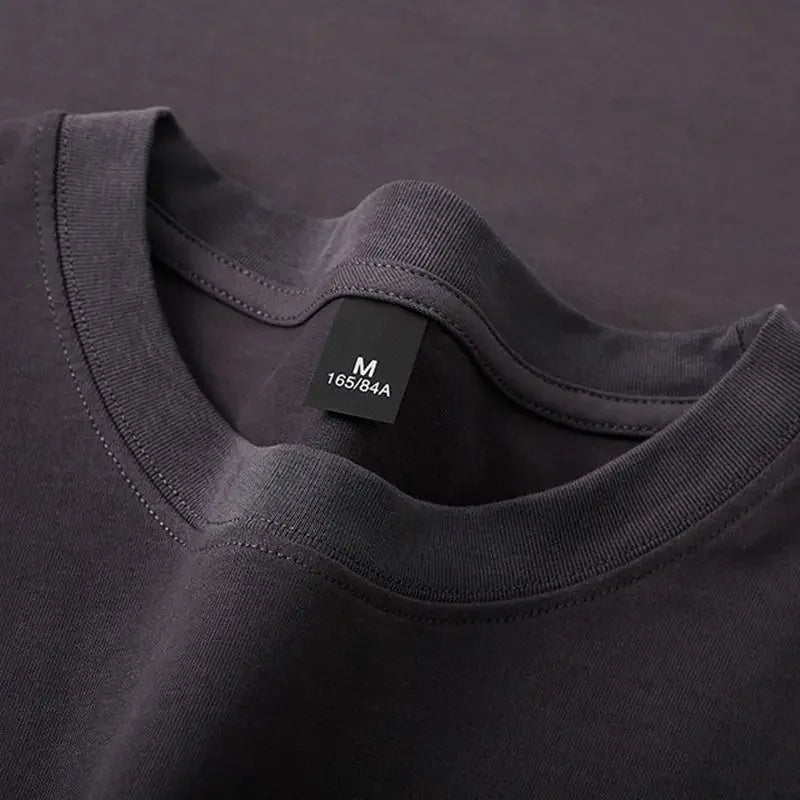 Cotton 600G Heavyweight Pure Cotton Short Sleeved T-shirt for Men and Women Half Sleeved Summer Solid Color Thick Loose T-shirt