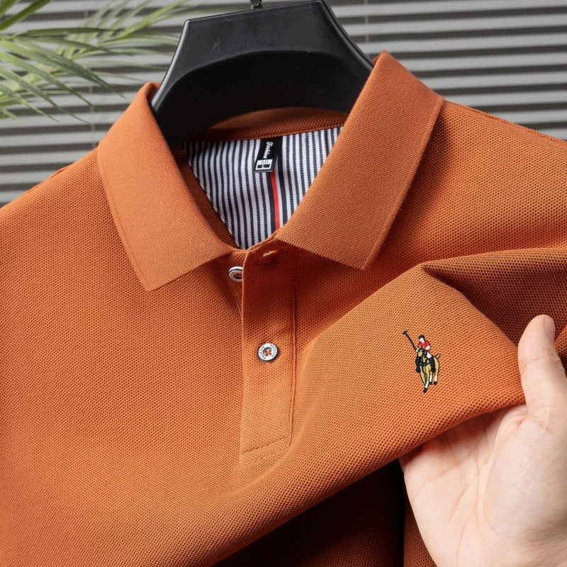 Men's 100% Cotton Embroidered Golf Polo Shirt