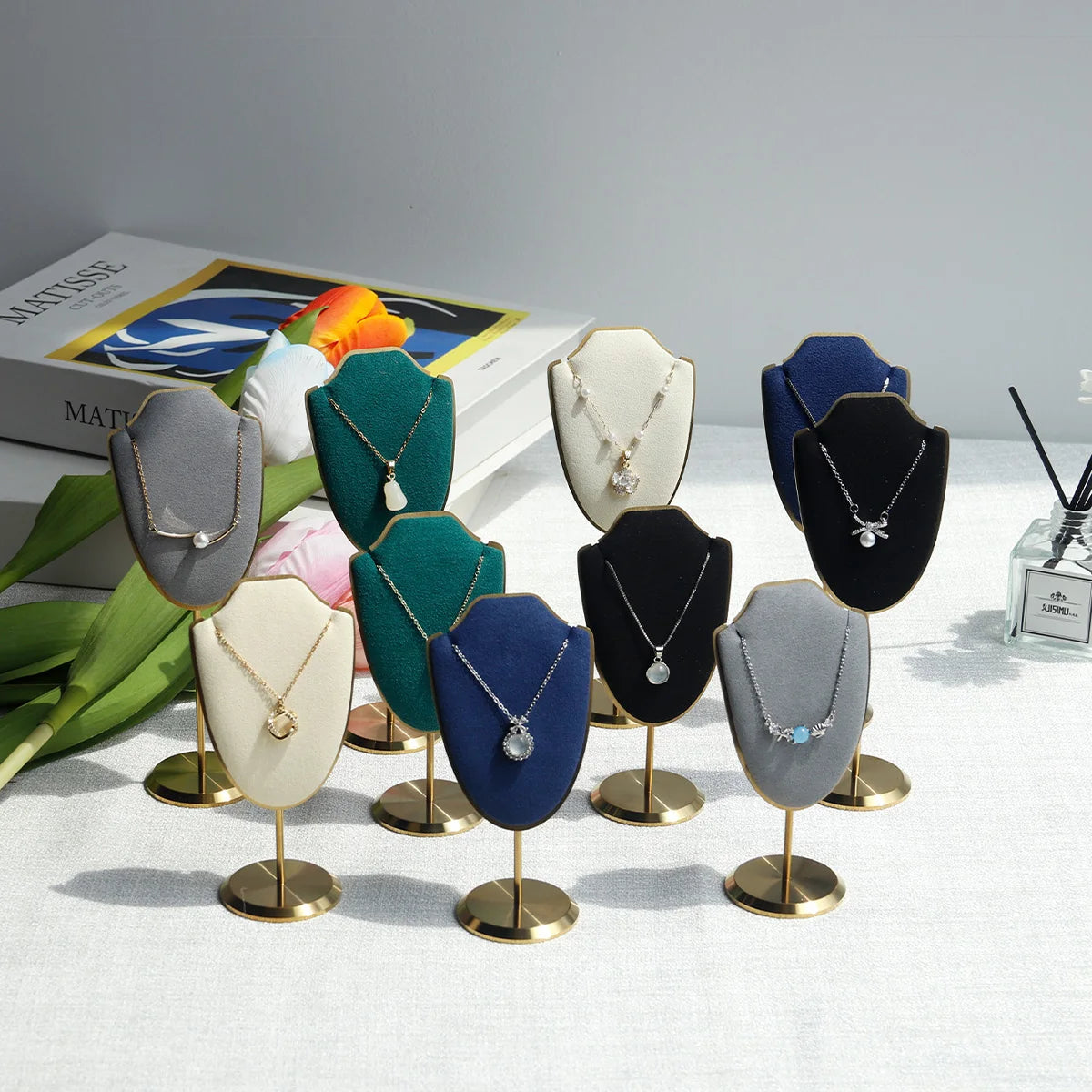 Mini Necklace Display Stand & Velvet Jewelry Bust Rack