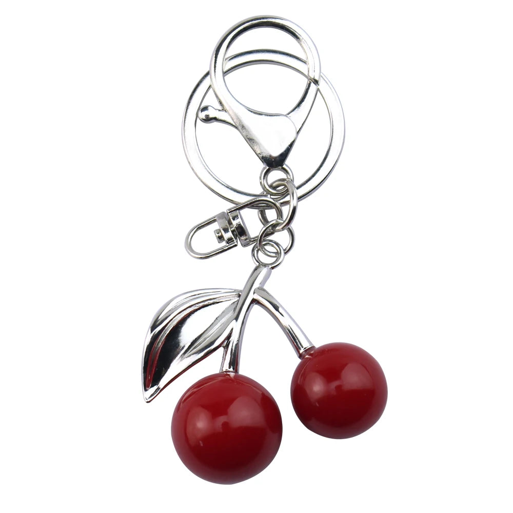 Delicious Red Fruit Crystal Cherry Pendant Keychain | Coach Bag Charm & Jewelry Gift