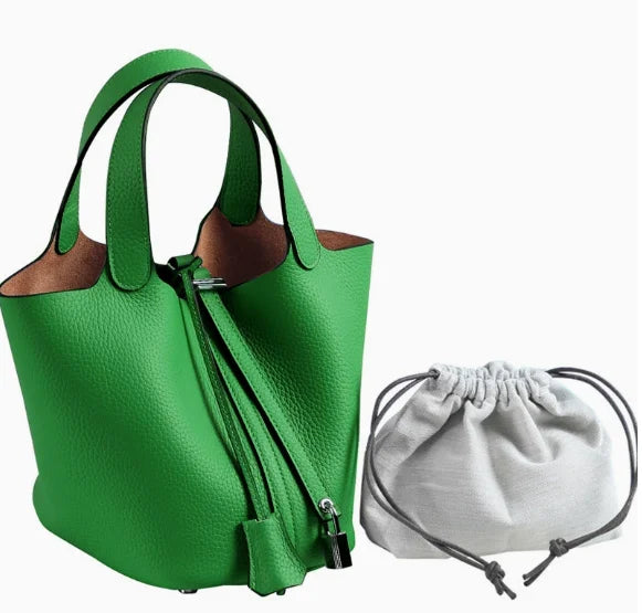 Women's Genuine Leather Designer Bucket Handbag (18cm / 22cm)