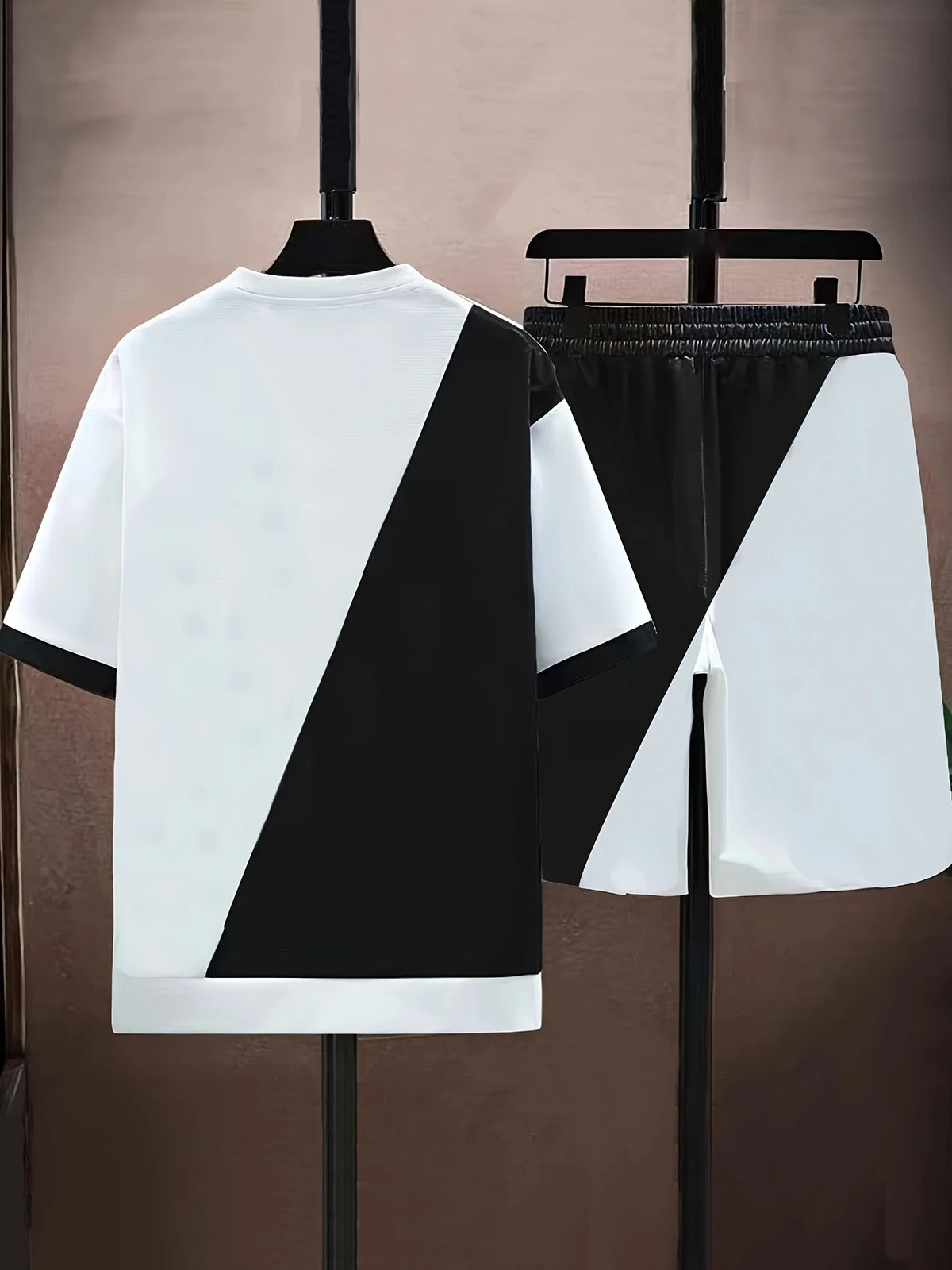 Men's 3D Letter Print Lightweight Summer T-Shirt & Shorts Set