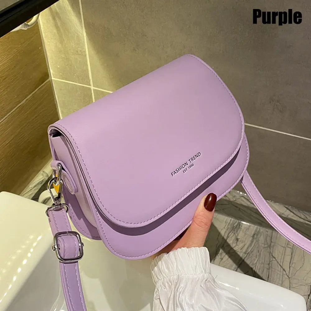 Women's Minimalist Solid Color Saddle Shoulder & Crossbody Flap Bag