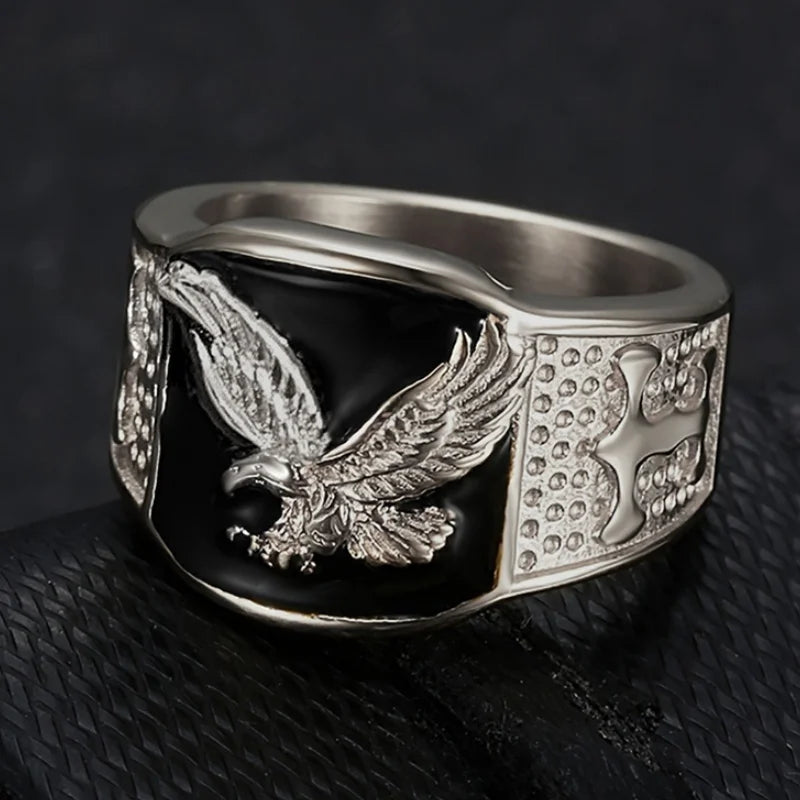 Huitan Unique Bright Eagle Unisex Rings Gorgeous Hip Hop Party Jewelry for Men/Women Chic Fashion Punk Stylish Finger Accessory