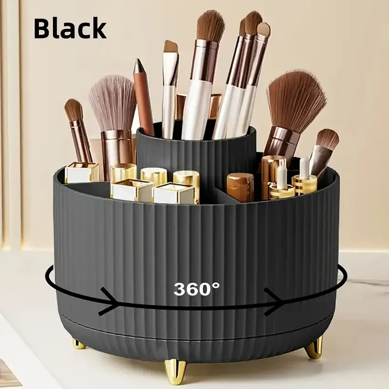 Makeup Brushes Holder 360° Rotating Organizer 5 Slot Multi-Functional Desk Storage Cosmetics Storage for Vanity Desktop Bathroom