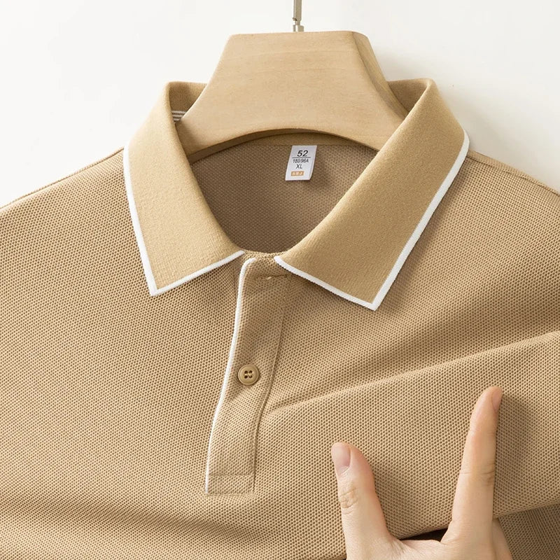 Men’s Business Casual Short-Sleeve Polo Shirt – Breathable Solid Color Top