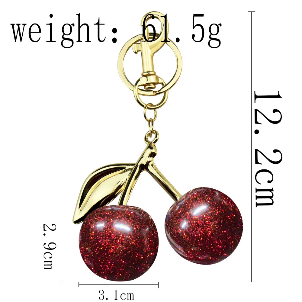 Delicious Red Fruit Crystal Cherry Pendant Keychain | Coach Bag Charm & Jewelry Gift
