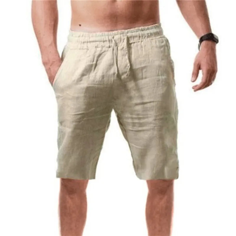Men's Breathable Cotton Solid Color Casual Shorts