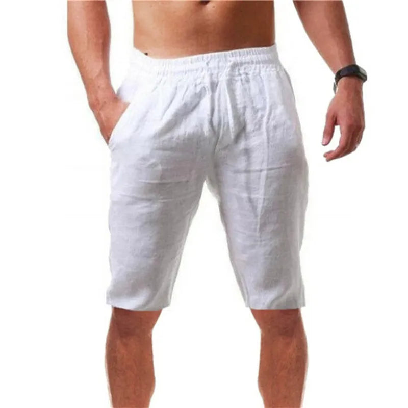 Men's Breathable Cotton Solid Color Casual Shorts