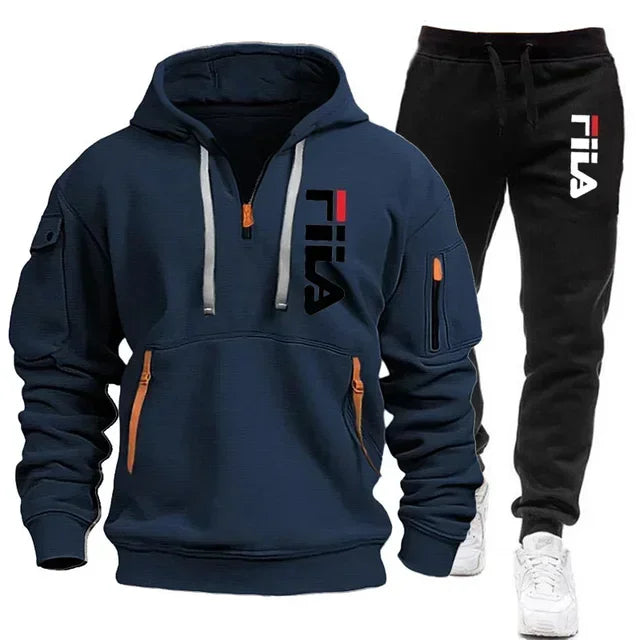 Men's Hooded Sportswear Tracksuit Set (Pullover Hoodie & Matching Joggers)