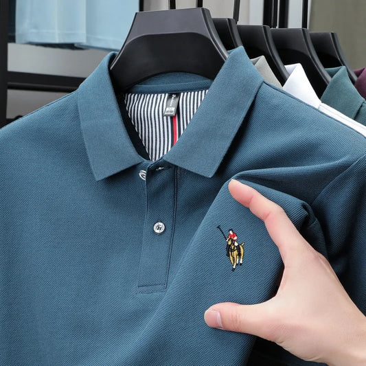 Men's 100% Cotton Embroidered Golf Polo Shirt