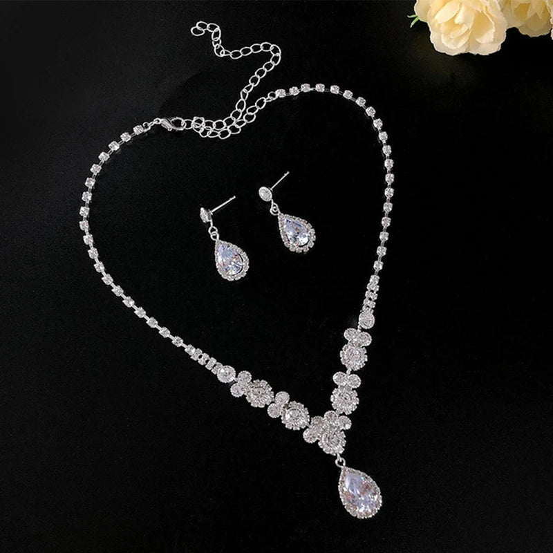 Lumière Royale™ Zircon Teardrop Necklace & Dangle Earrings Jewelry Set