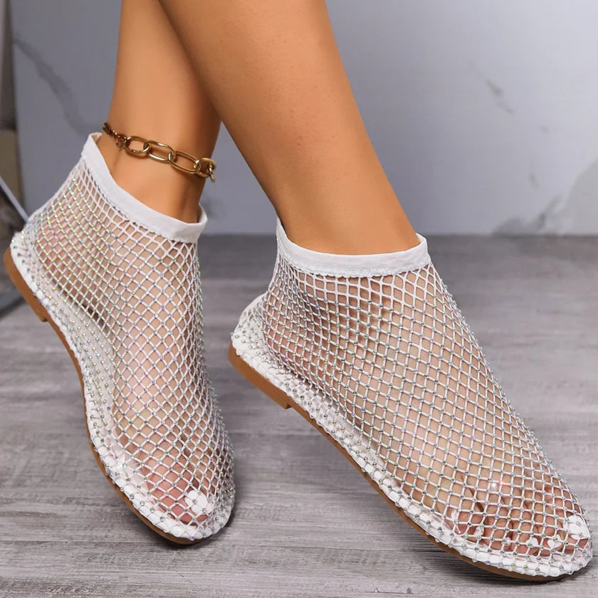 2024 Women's Hollow Rhinestone Flat Boots & Banquet Sandals