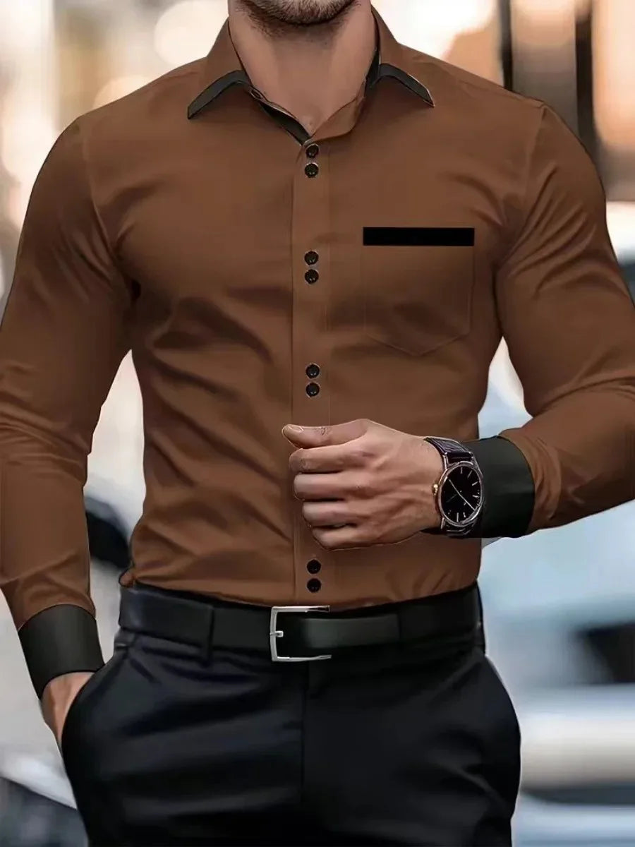 2026 Men's Casual Long Sleeved Shirt, New Style, Men's Comfortable and Fashionable Lapel Shirt