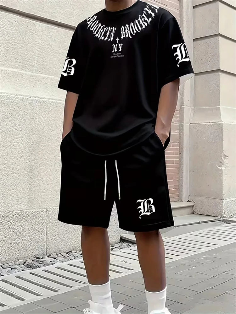 Men's Paisley 3D Print T-Shirt & Drawstring Shorts Set