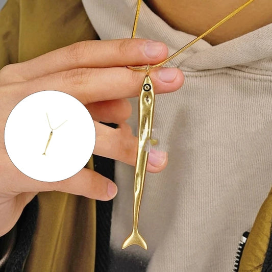 X6HE Sea Theme Sardine Pendant Necklace Adjustable Length Alloy Jewelry Unisex