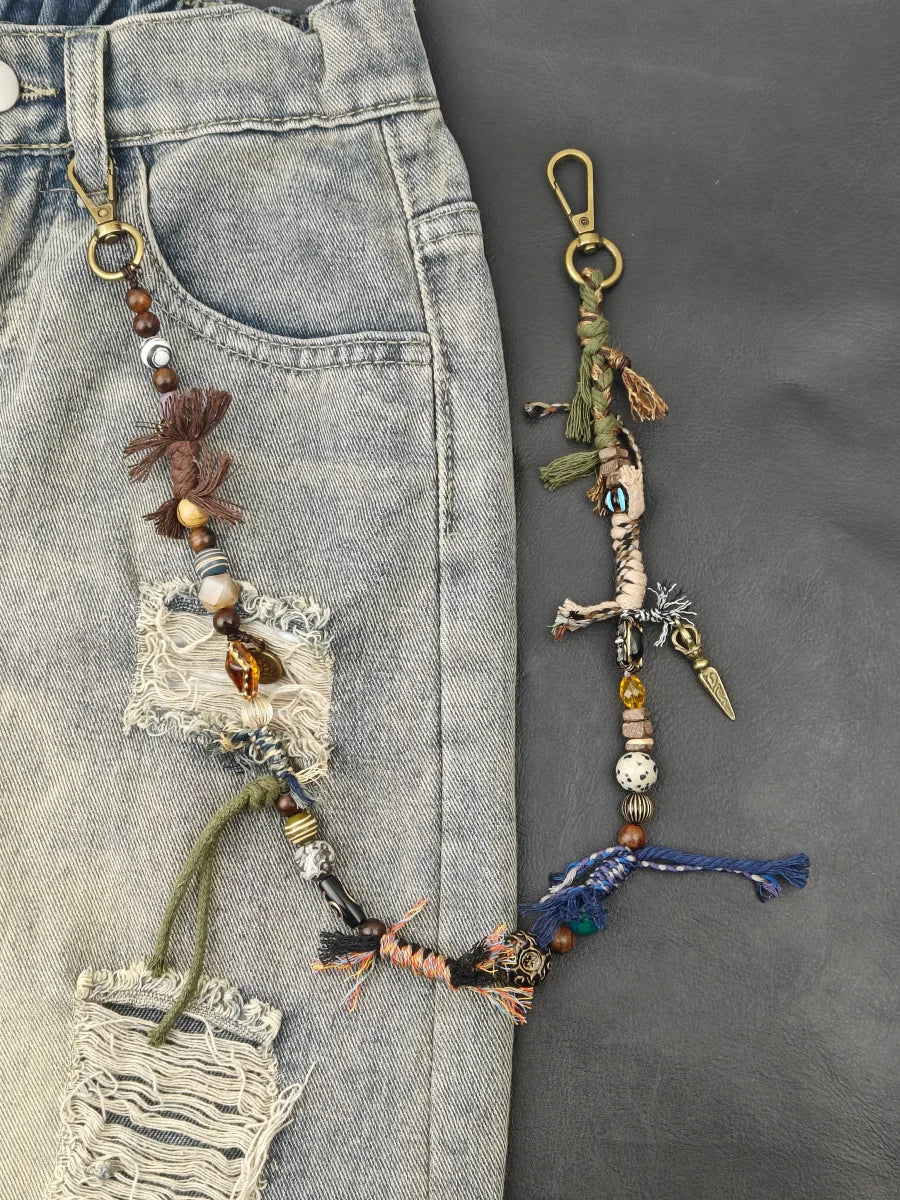 Boho Evil Eye Braided Rope & Gold Chain Strap for Women's Bags