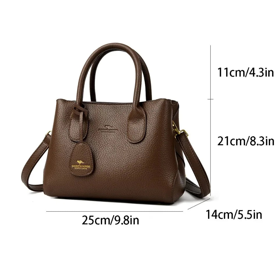 Women's 3-Layer Soft Leather Shoulder & Crossbody Handbag