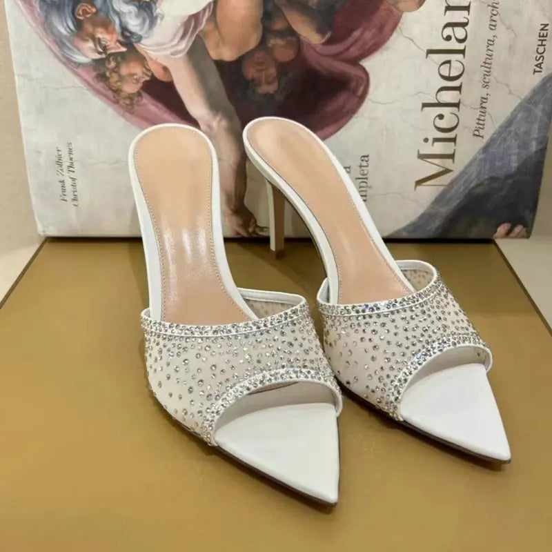 2026 French Style Women's Pointed Open-Toe Stiletto Mules & Summer Outdoor Slides