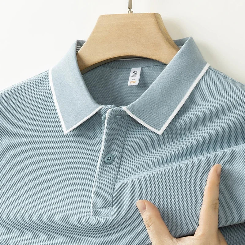 Men’s Business Casual Short-Sleeve Polo Shirt – Breathable Solid Color Top