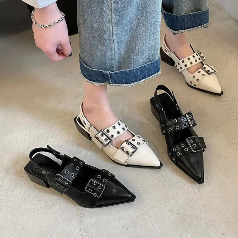 SoleChic™ Rivet Studded Pointed-Toe Ballet Flats & Platform Sandals