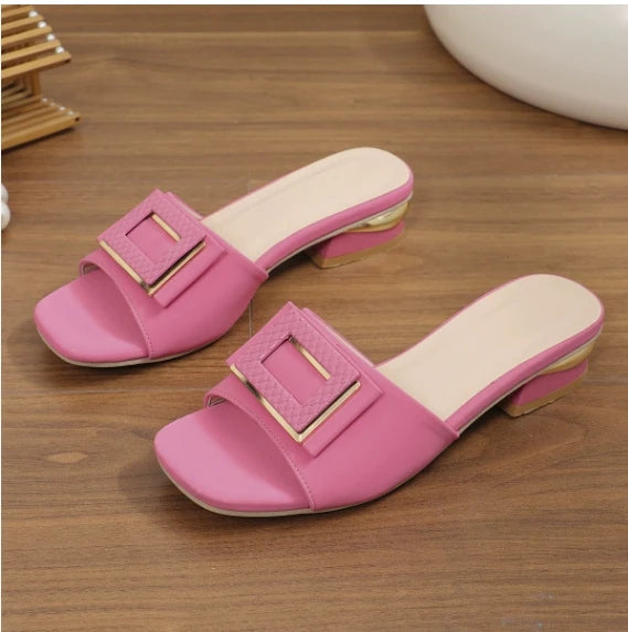 Women's Elegant Low-Heel Summer Slip-On Slippers for Weddings & Parties