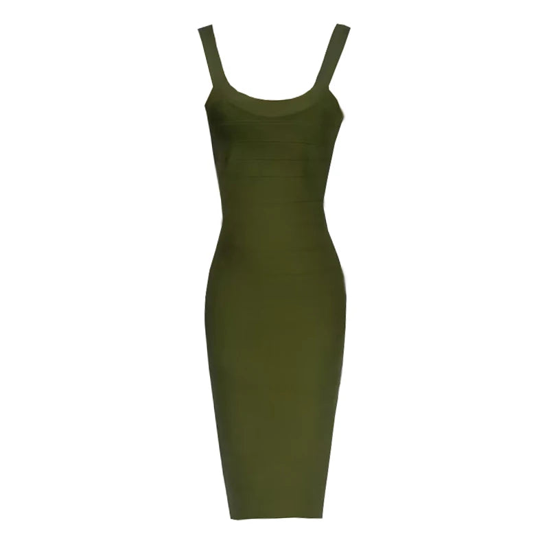 2025 New Summer Sling Halte Army Bandage Dress Sexy Eelegant Female Nightclub Celebrity Birthday Party Bodycon Dreess