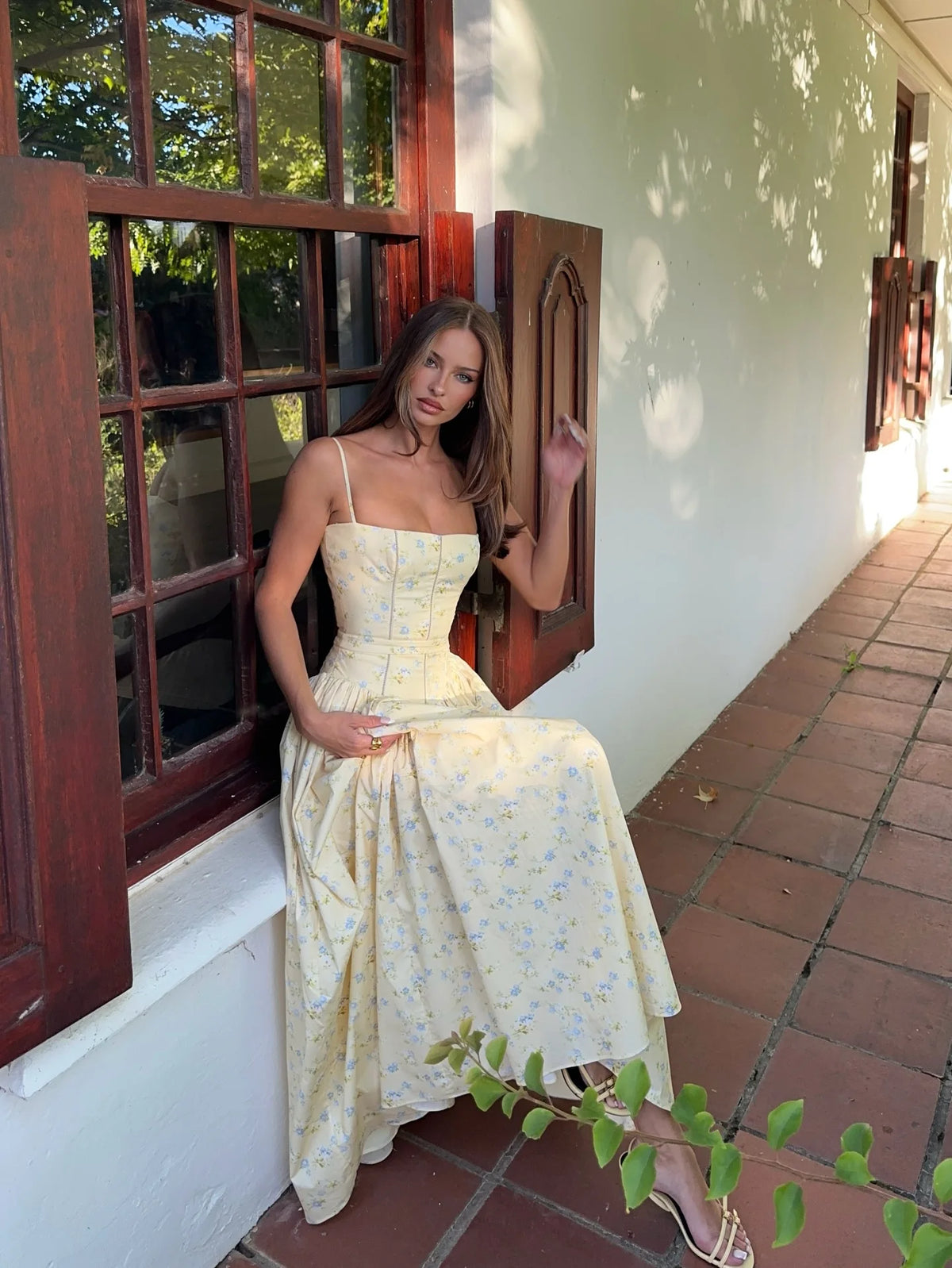 Suninheart Summer Clothes for Women Midi Elegant Dress 2025 New Arrivals White Floral Print Holiday Dress