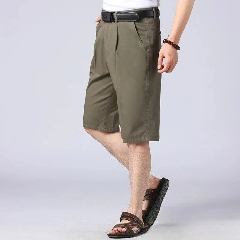 Men's High-Waist Loose-Fit Cotton Cropped Shorts