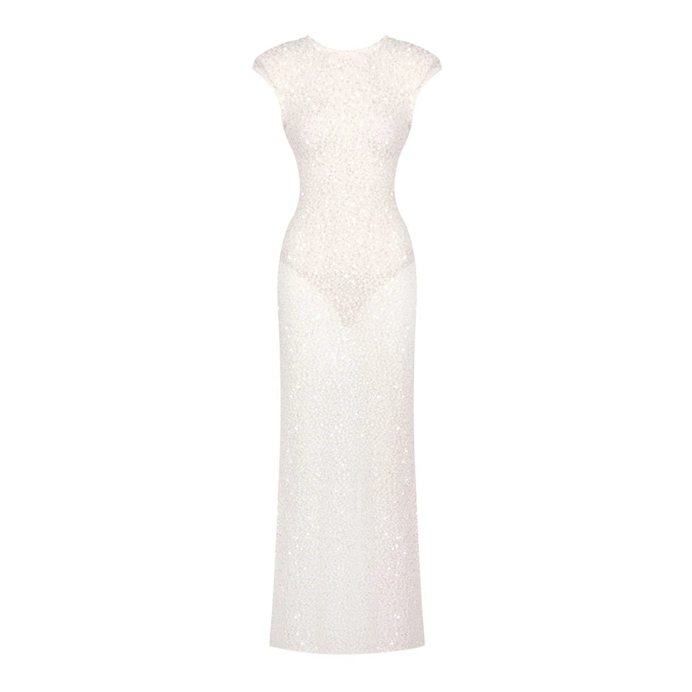 Women's Elegant Backless Knit Bodycon Maxi Dress