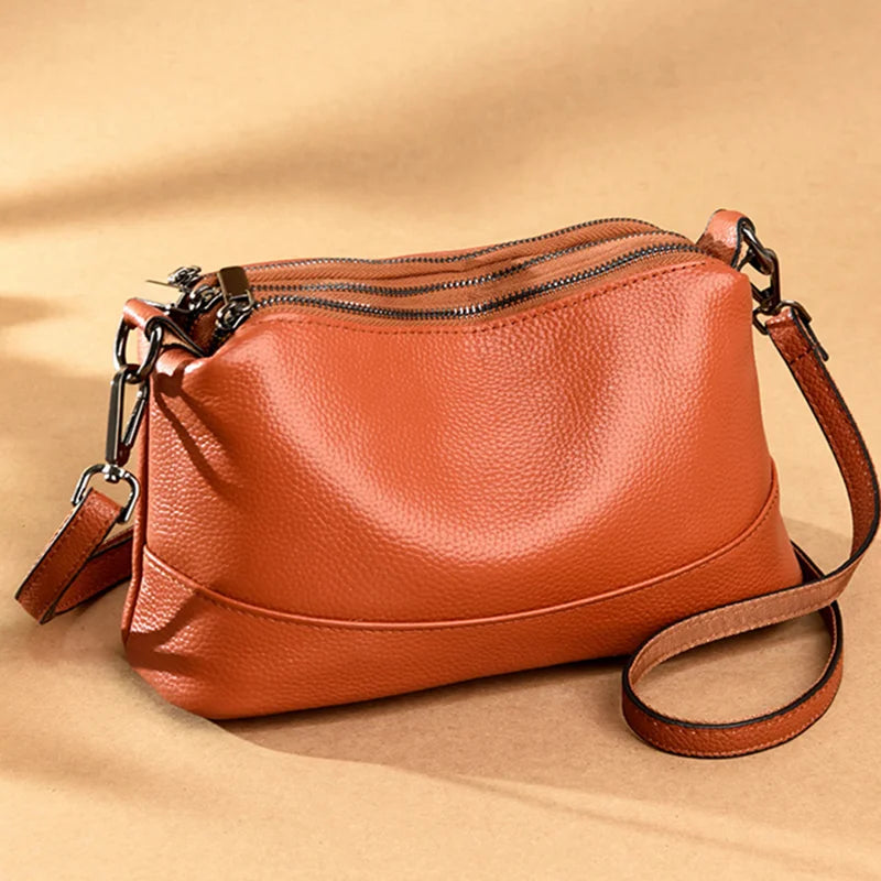 Women's Luxury Genuine Cowhide Leather Messenger & Shoulder Bag