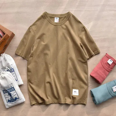 Men's Vintage Washed 100% Cotton Crewneck T-Shirt