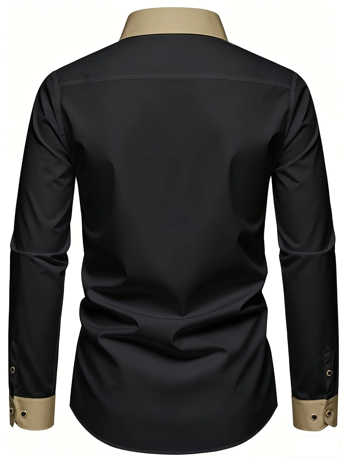 FGKKS Men's Contrast Collar Patchwork Smart Casual Shirt