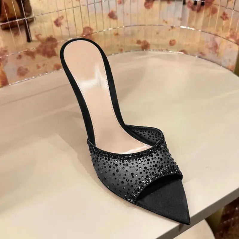 2026 French Style Women's Pointed Open-Toe Stiletto Mules & Summer Outdoor Slides