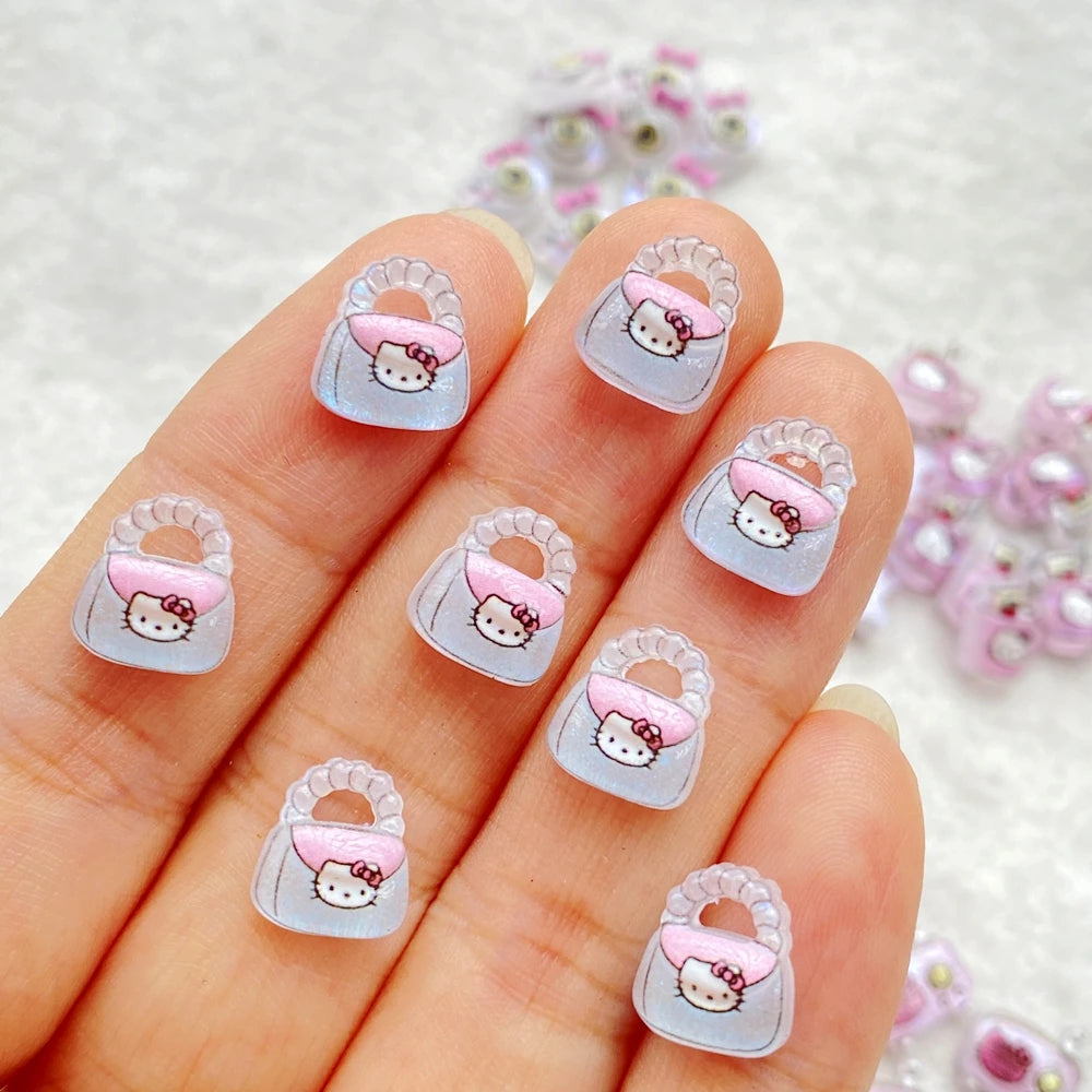 CharmCraft™ 50-Piece Mixed Resin Rhinestone Charms – Kitten, Mirror & Camera Nail Art Decorations