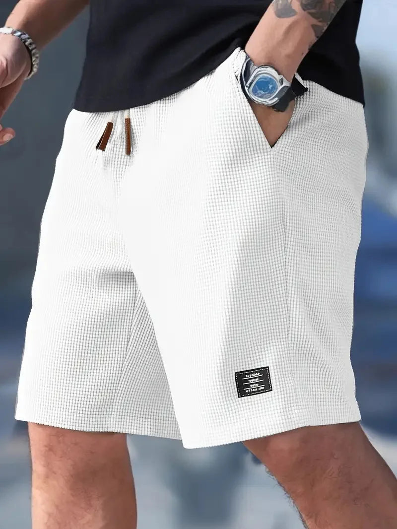 Men’s Waffle Knit Quick-Dry Casual Shorts – Breathable Beach & Streetwear Bermuda Shorts