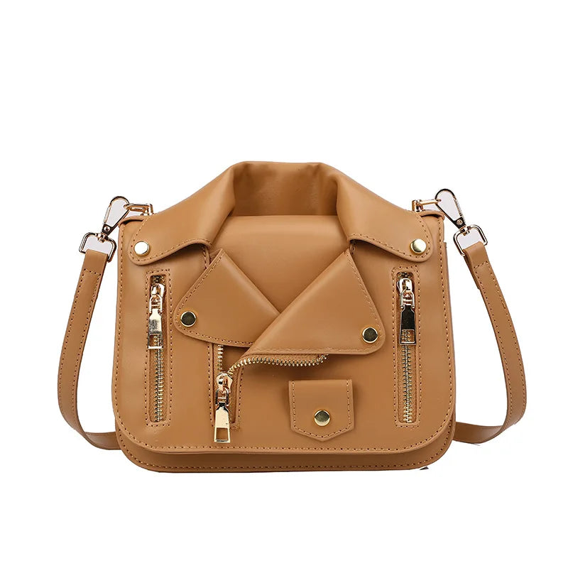 Women's Leather Jacket Style PU Crossbody & Shoulder Bag