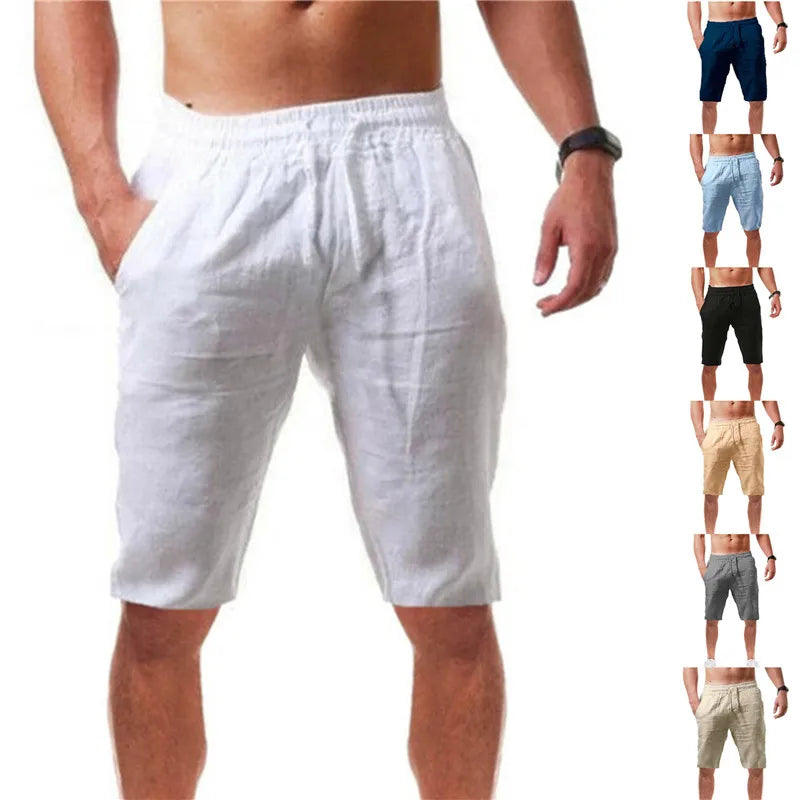 Men's Breathable Cotton Solid Color Casual Shorts